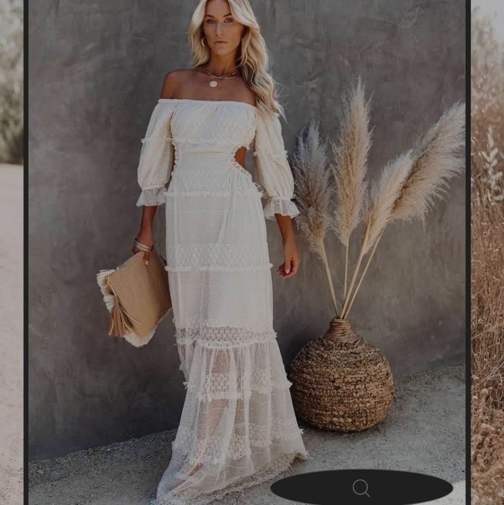 VICI Porsha Off the Shoulder Tiered Cutout Maxi